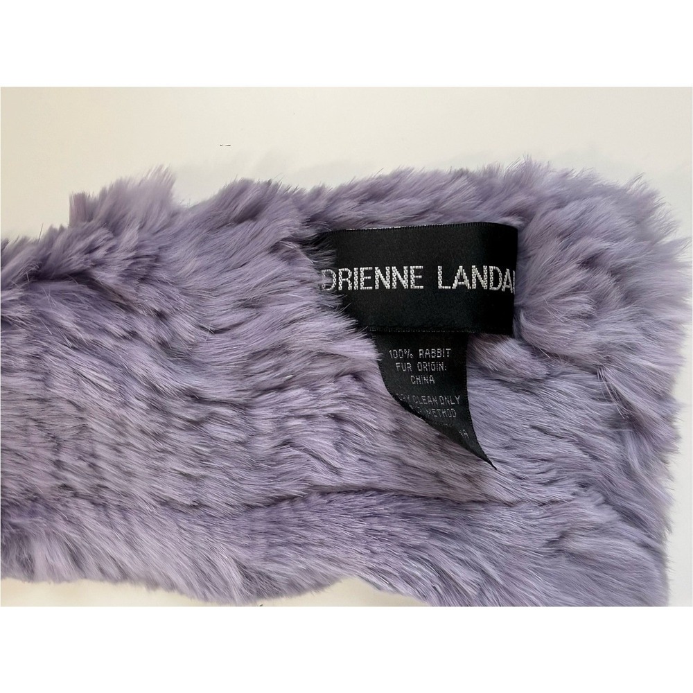 Adrienne Landau Lavender Purple 100% Genuine Rabbit Fur Scarf Plush Wrap - Picture 2 of 6